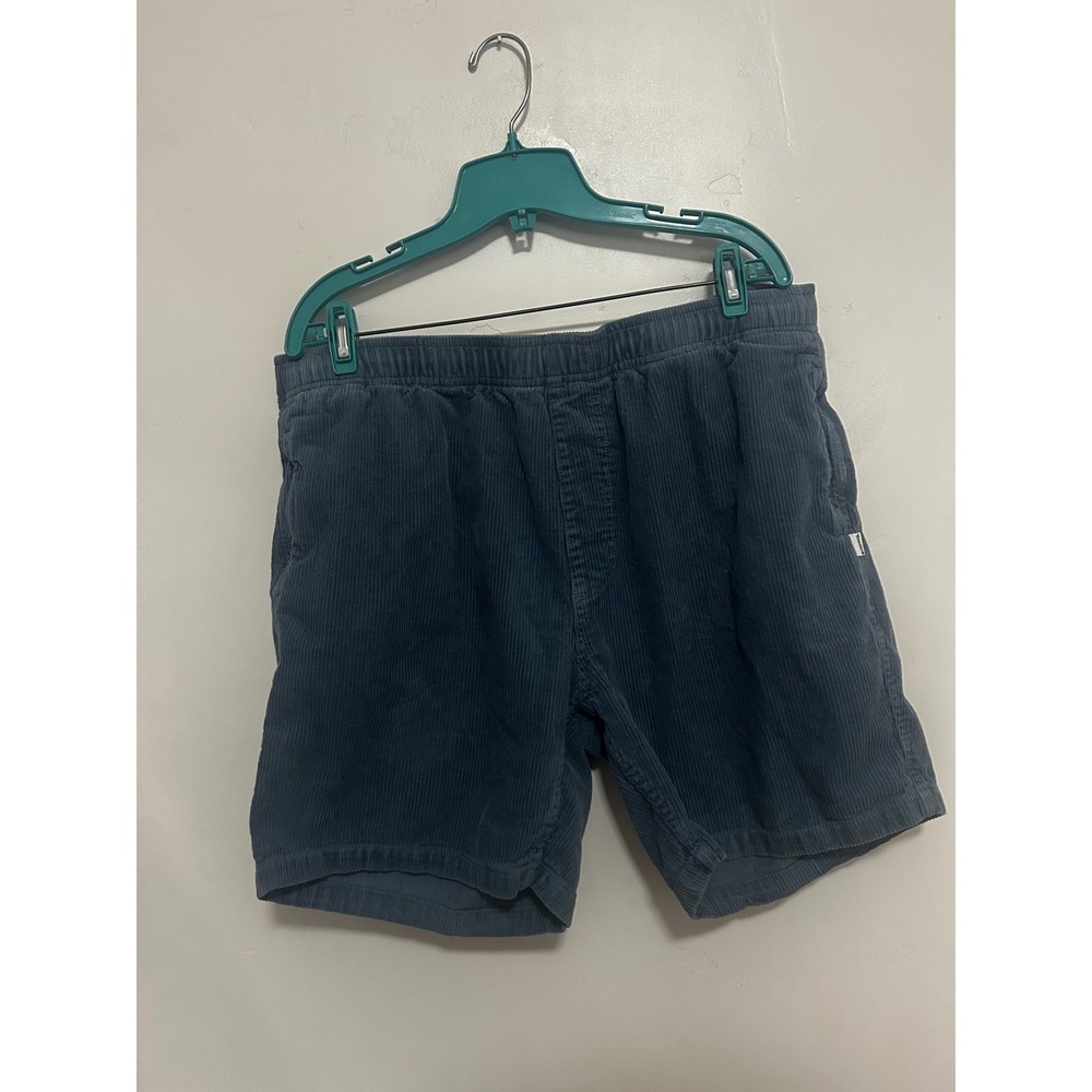 Birdwell Beach Britches Mens XL Blue Grey Corduroy Elastic Waist Surf Shorts
